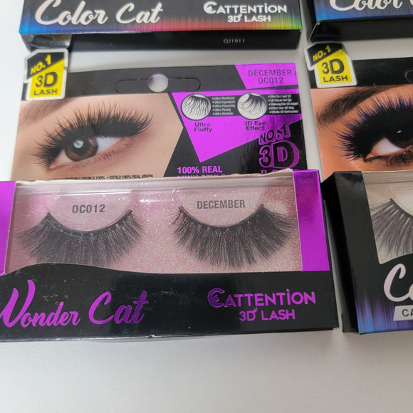 4pk Bundle 3D False Eyelashes Blue, Purple Black Eyelashes - Picture 2 of 4